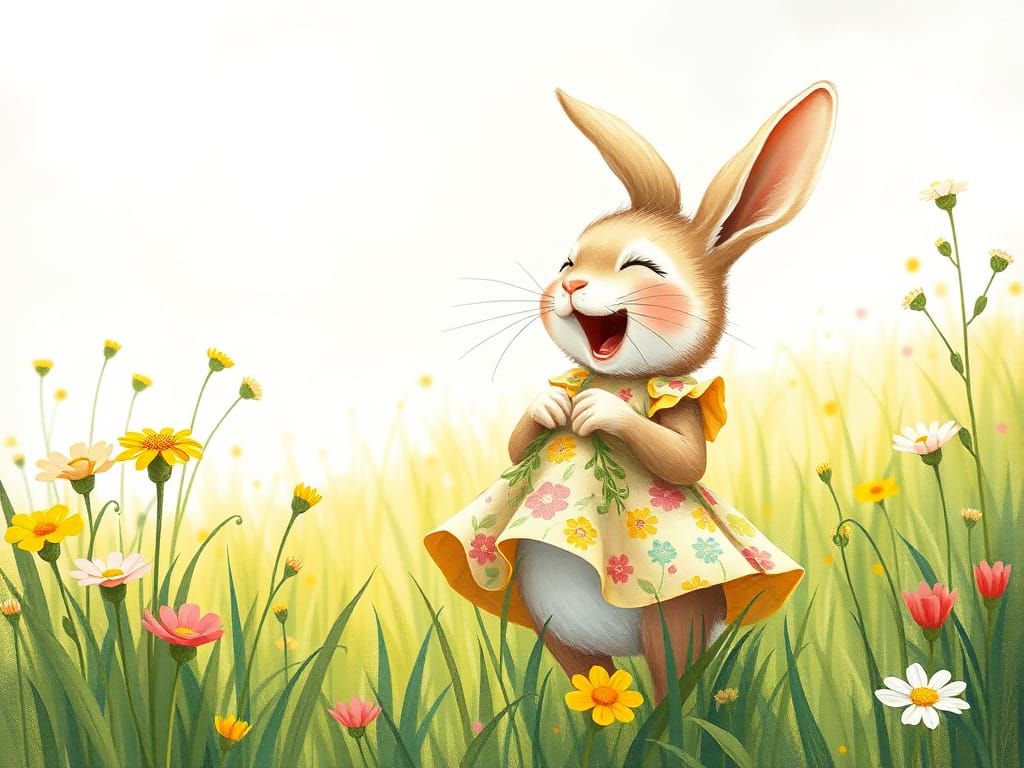 Adorable Bunny Laughing in Sunny Meadow
