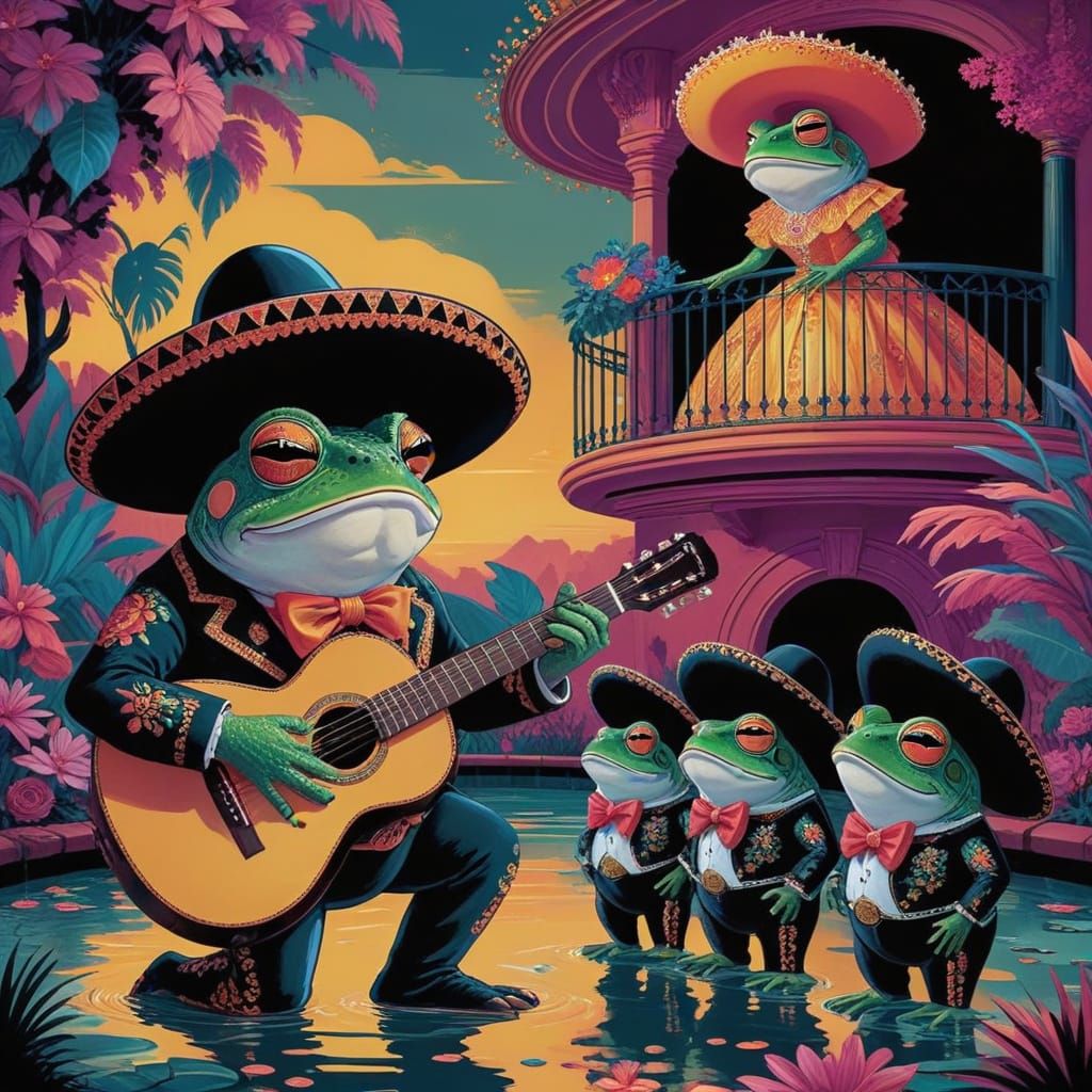 Mariachi Toad Serenade in Psychedelic Pond