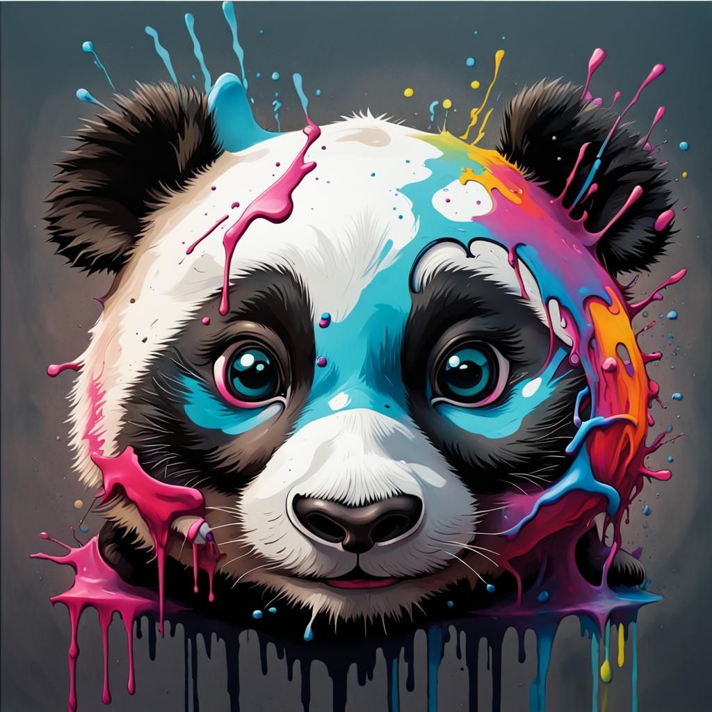 Colorful Graffiti Panda in Street Art Style