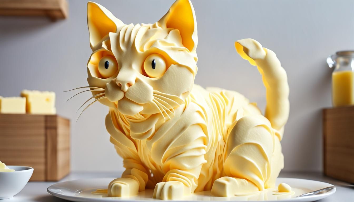 Surreal Butter Cat in Butter World