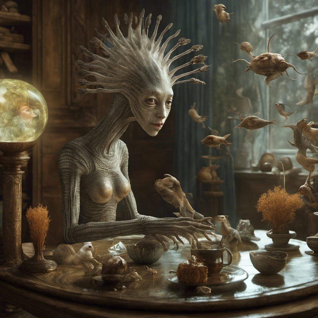 Surreal Alien Pets in a Magical Landscape