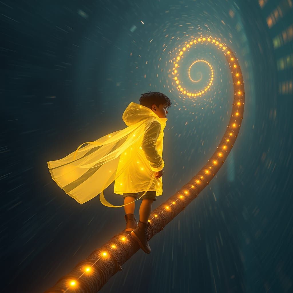 Youthful Joy on a Vibrant Rainbow