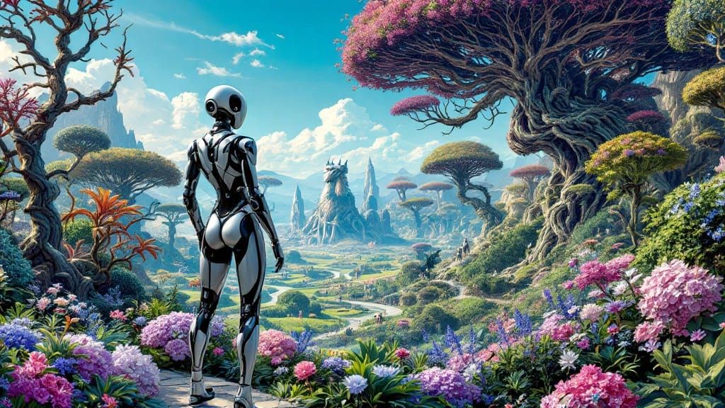 Cosmic Hero Rises Amidst Fractal Wonders