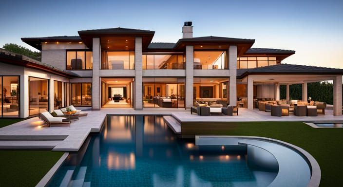 Photorealistic Rendering of an Extremely Gaudy McMansion