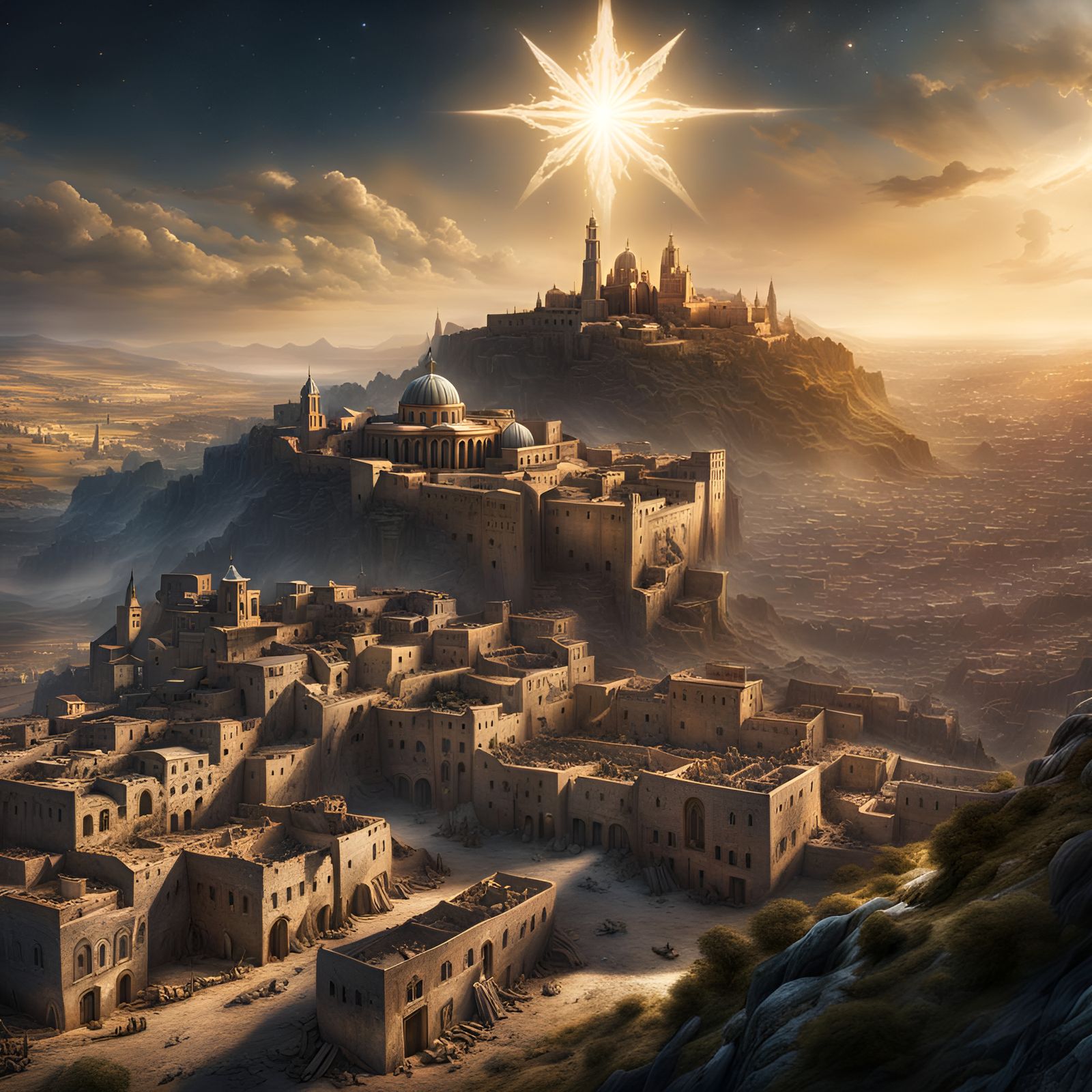 Bethlehem Under a Bright Star: Digital Matte Painting