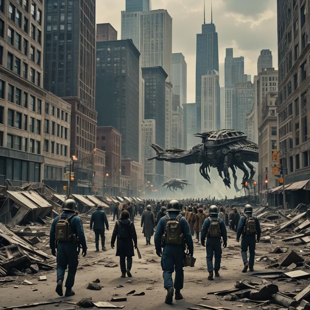 Chicago After Alien War: Cinematic Film Still