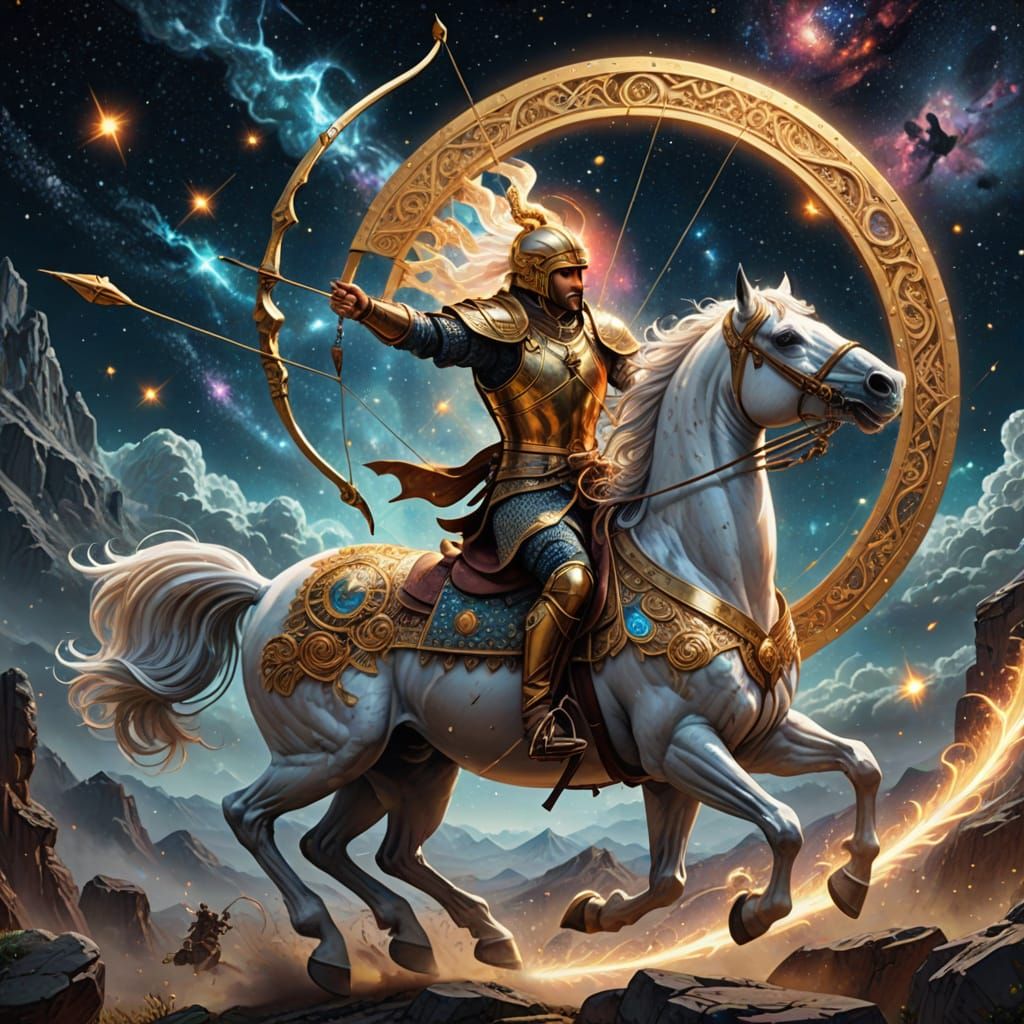 Scythian Archer on Horseback in Astral Nebula