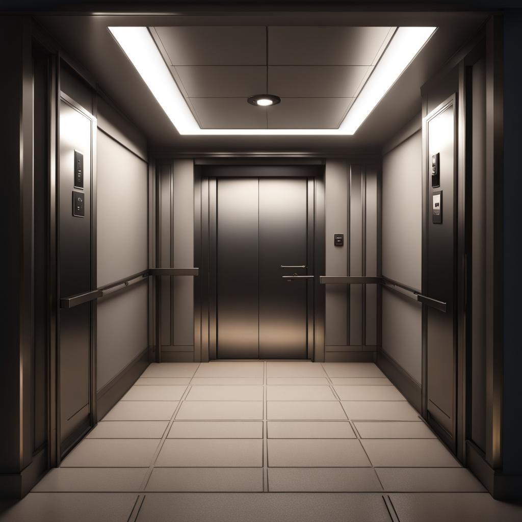 Dramatic 3D Elevator Render with Shading