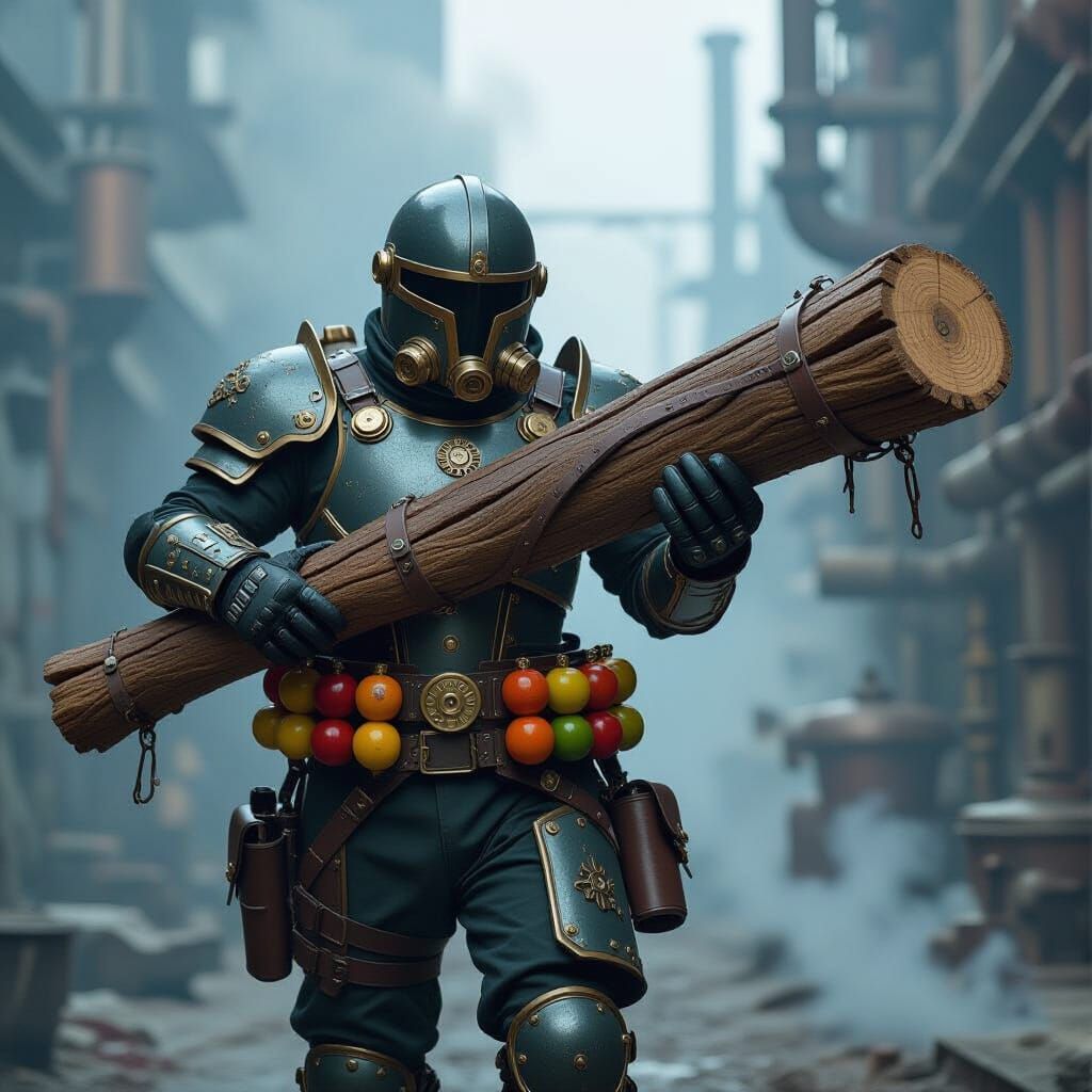 Steampunk Armored Figure with Battering Ram