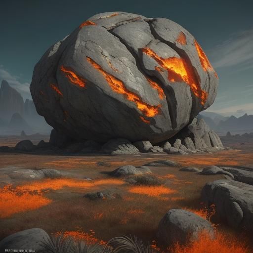 Colossal Granite Core in Planetary Landscape