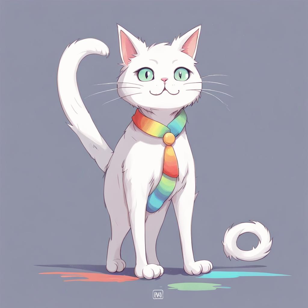 Cartoon Cat Creature in Anime Style