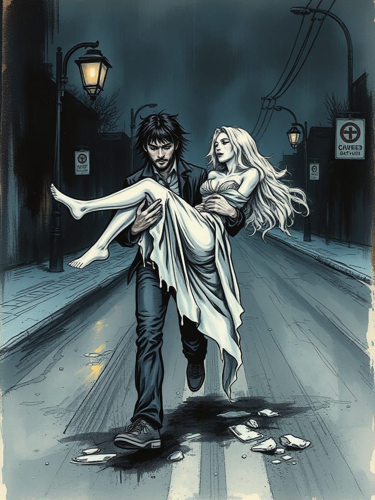 Melting Ice Cream People Run at Night