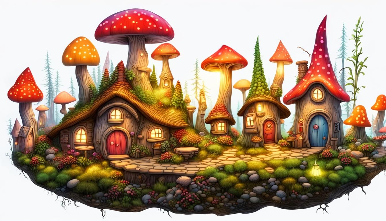 Enchanting Fairy Village Encased in a Bubble