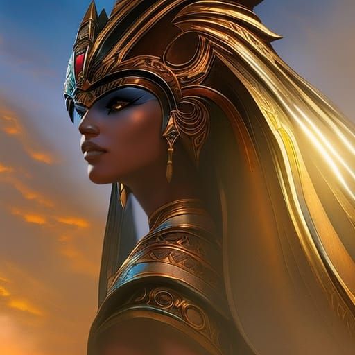 Detailed Hathor Portrait in Splash Art Style