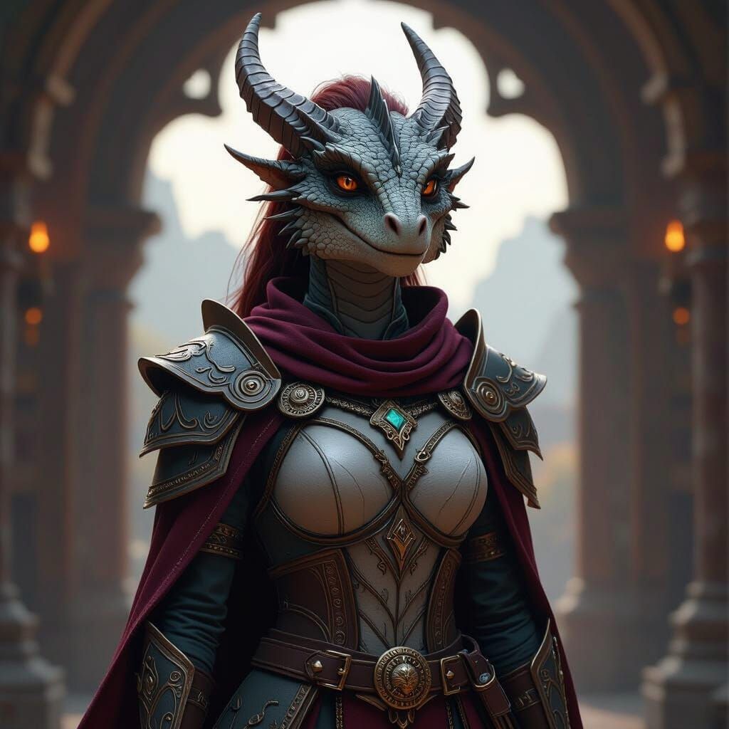 Female Dragonborn Cleric Fantasy Concept Art