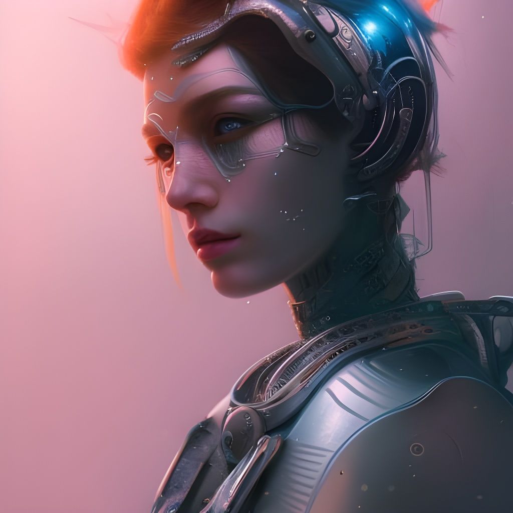 Cyberpunk Female Warrior Portrait in Neon City
