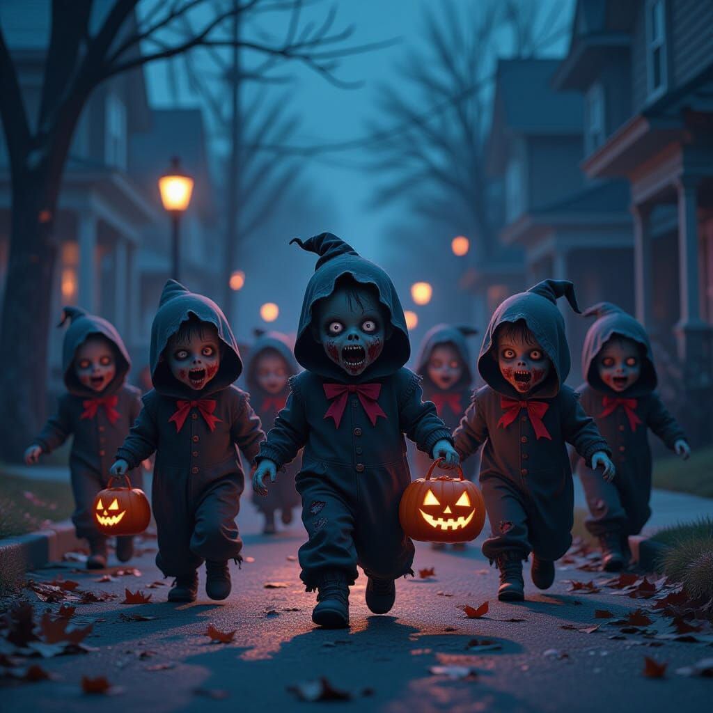 Adorable Baby Zombies Trick-Or-Treating in Spooky Style