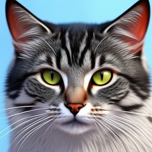 Hyper Realistic Tabby Cat Portrait in Splash Art Style