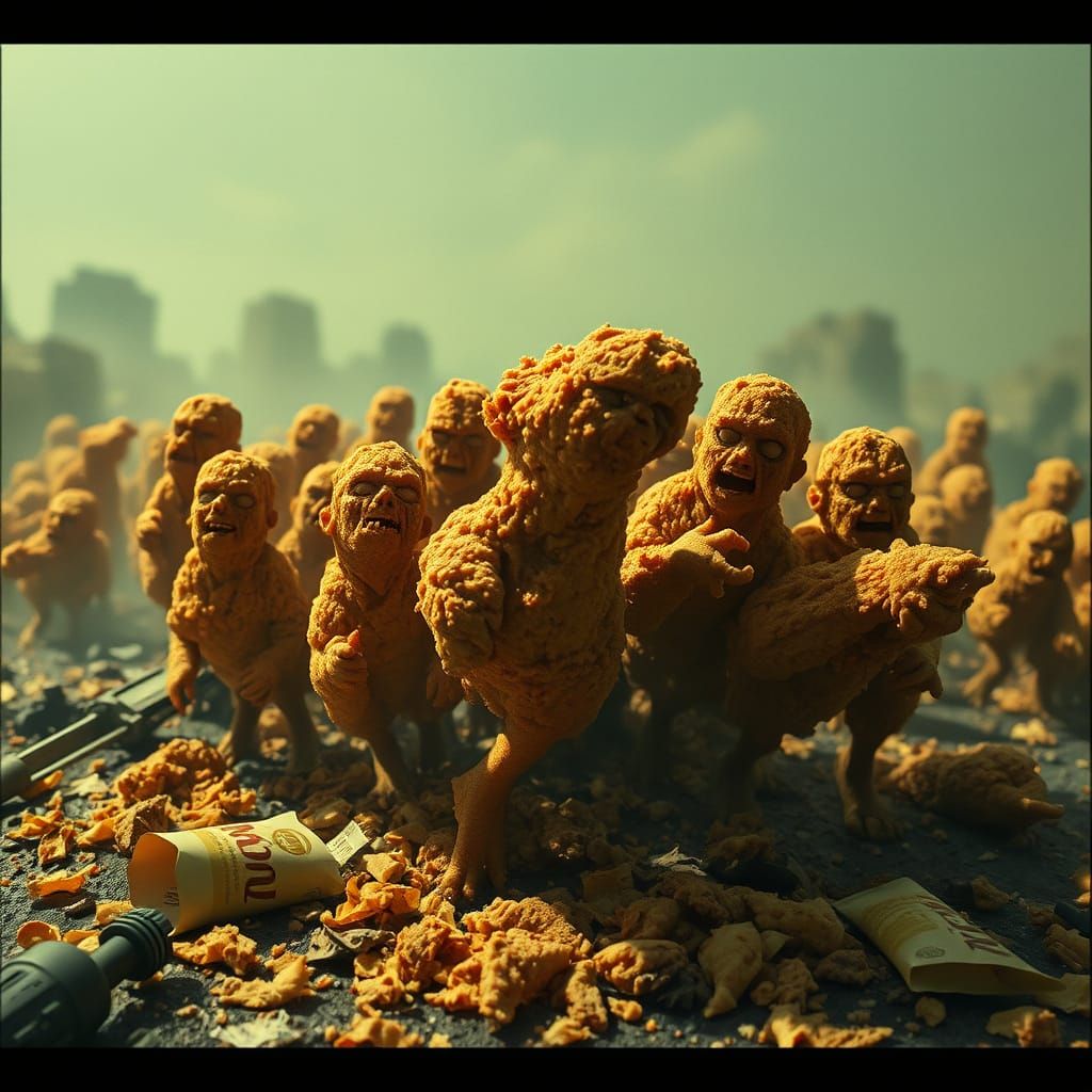 Apocalyptic Chicken Nugget Horde in a Post-Apocalyptic Waste...