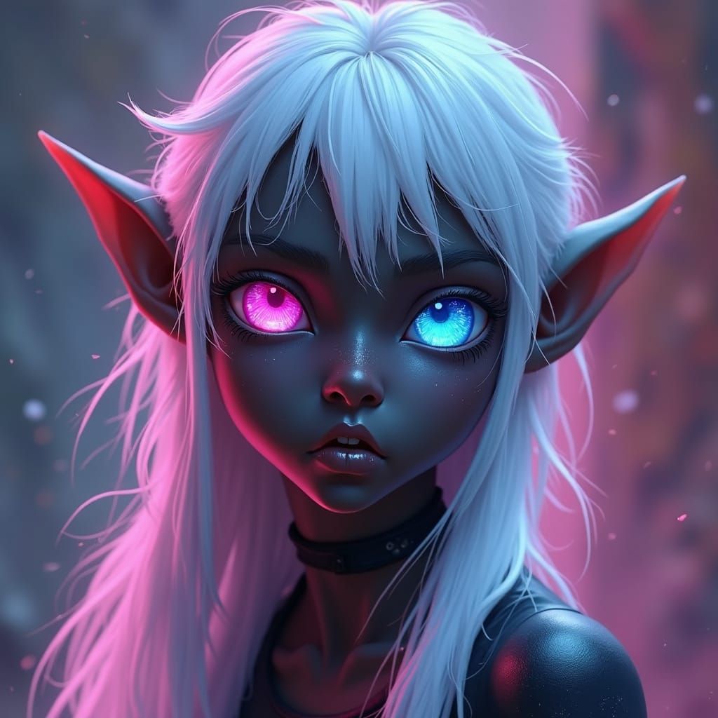 Dark Elf with Heterochromatic Eyes in Fantasy Art