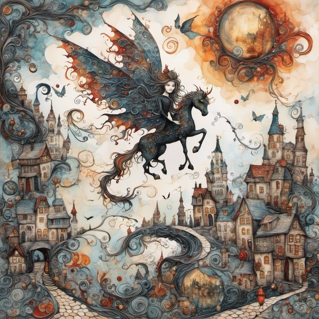 <lora:Ink Dragons2:1.0> Van Gogh's art painted by Tim Burton...