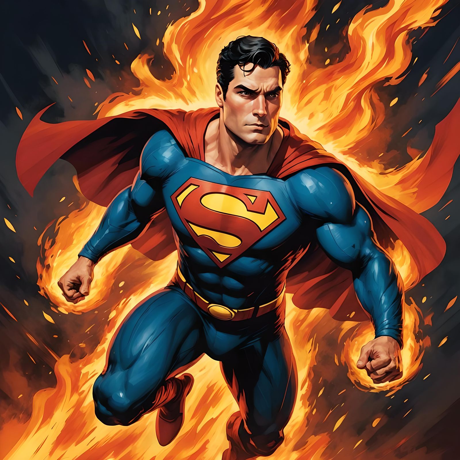 Superman Flies Through Fire