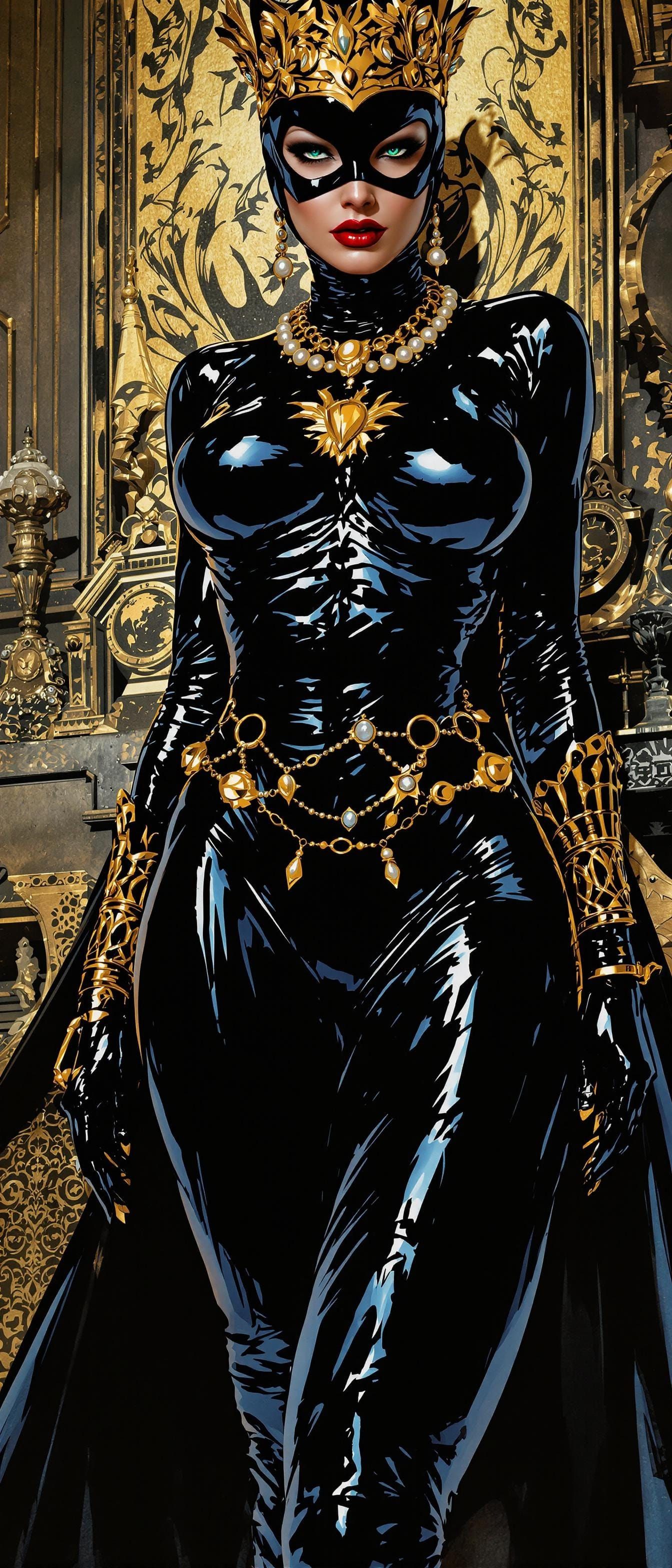 Confident Catwoman's Heist: Comic Book Art
