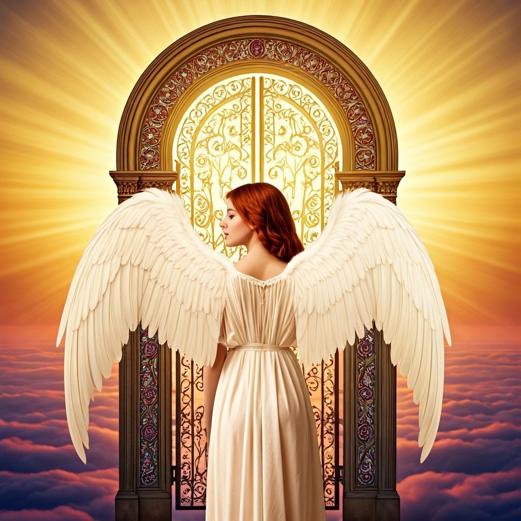 Angelic Woman at Heaven's Gate: Art Nouveau Style
