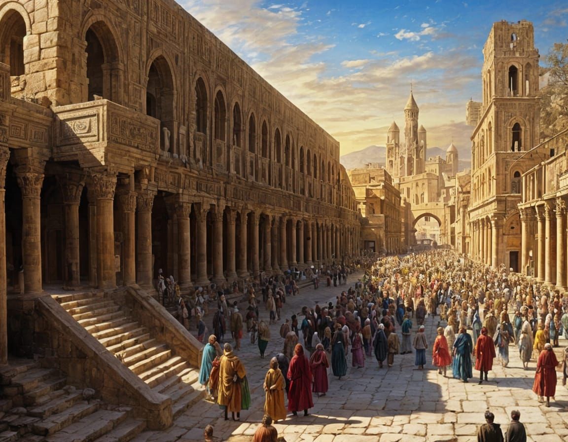 Antique Painting of the Ancient City of Damascus