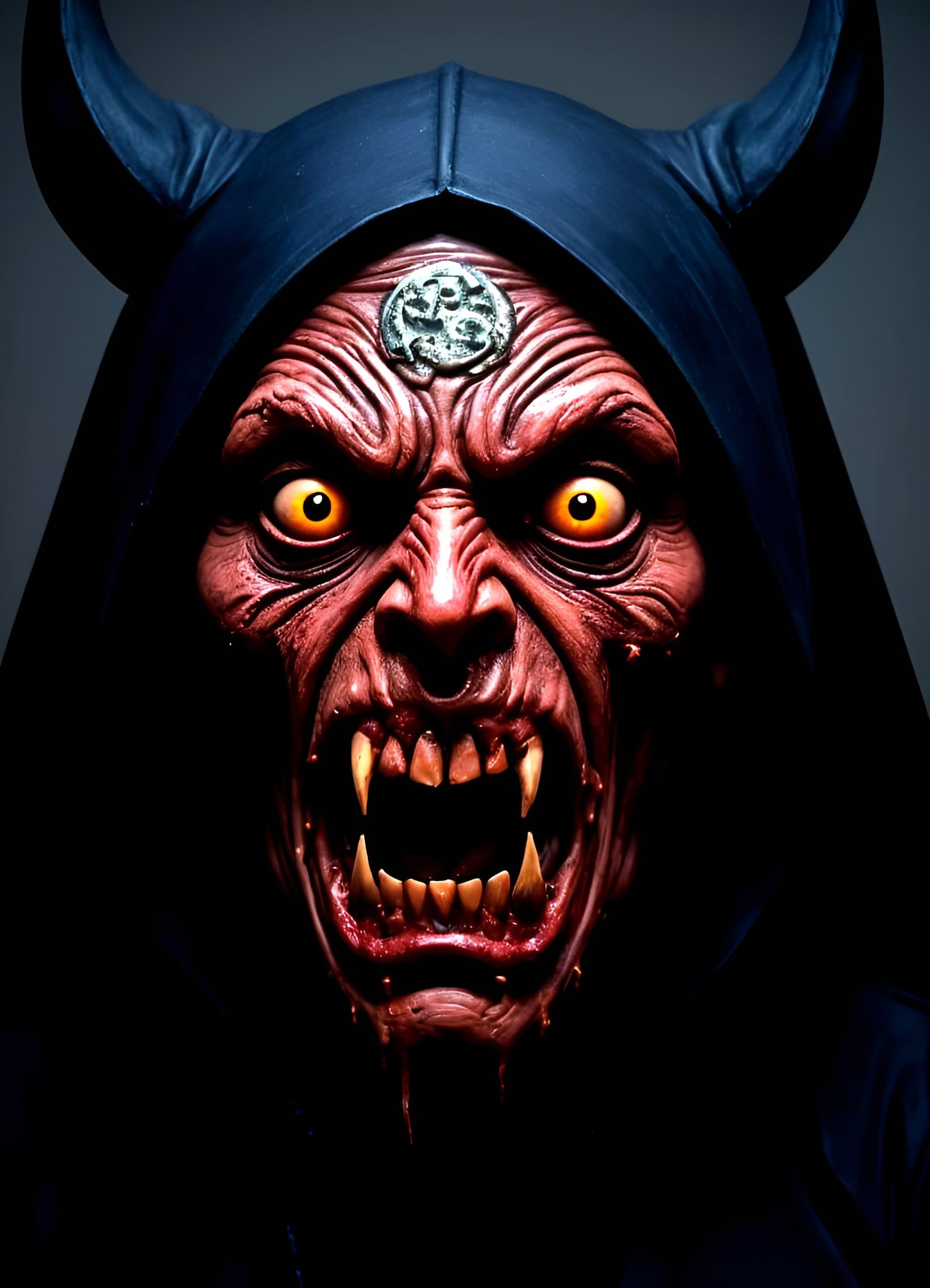 Macabre Three-Faced Halloween Mask Art