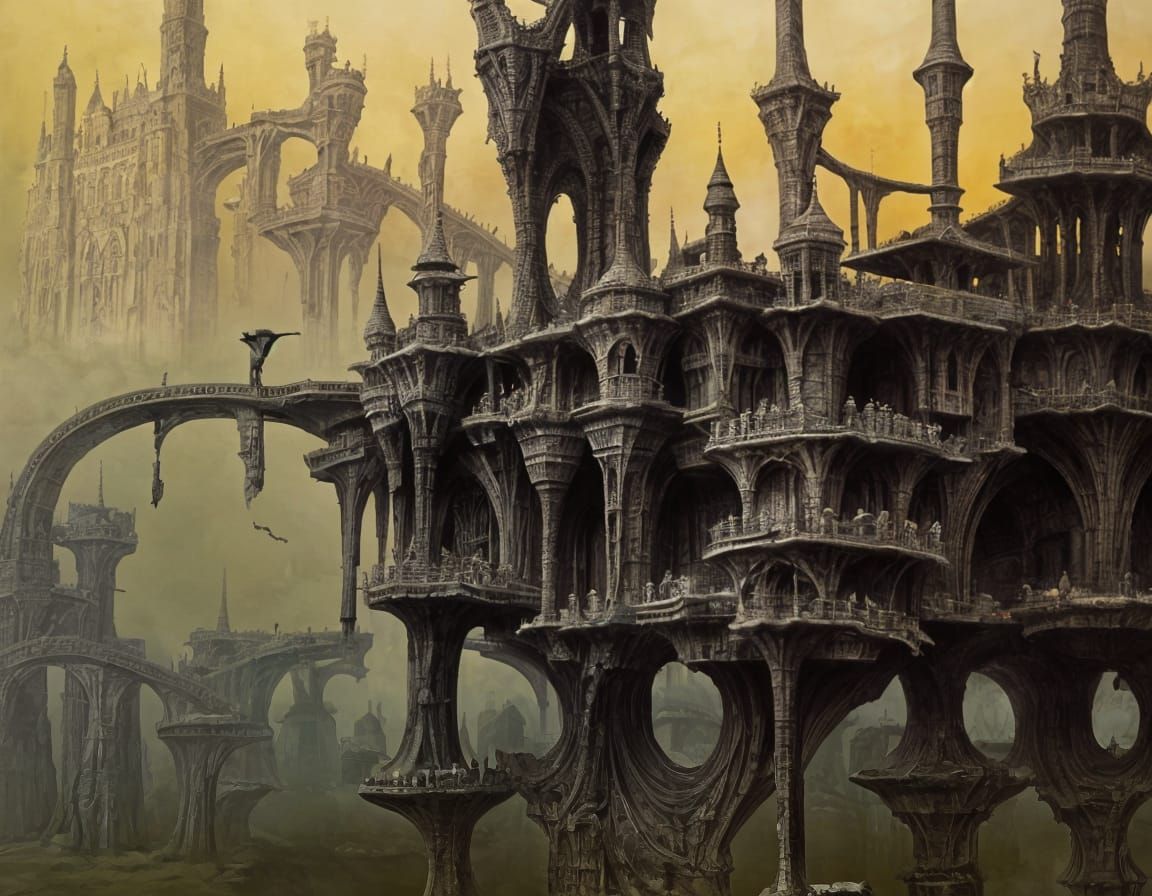 Surreal Castle Landscape in Dreamlike Atmosphere