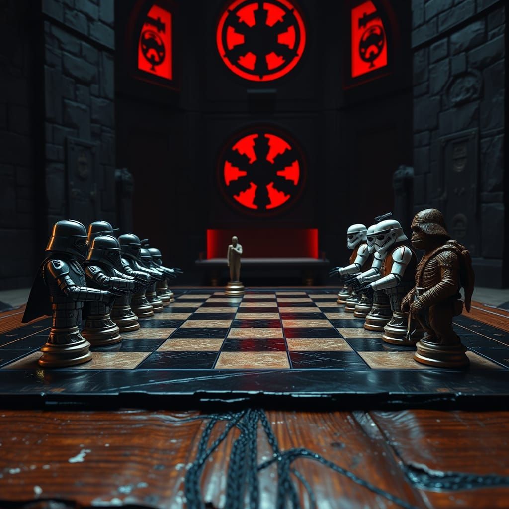Epic Star Wars Chessboard in Imperial Throne Room