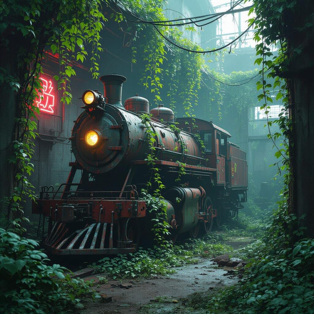 Dystopian Machinery Reclaimed by Nature in 3D