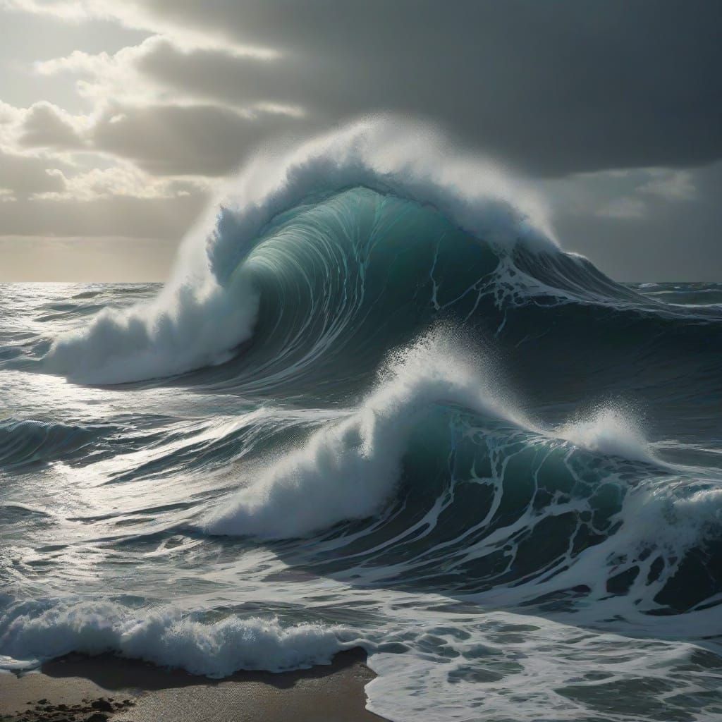 Epic Tidal Wave in Cinematic Film Style