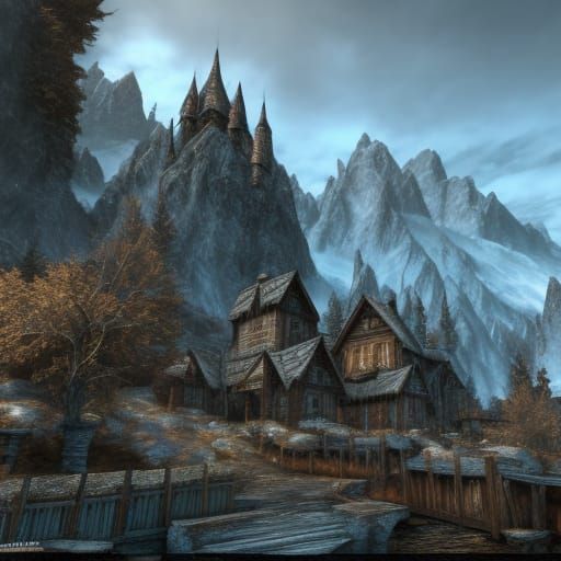 Skyrim Whiterun Detailed Matte Painting