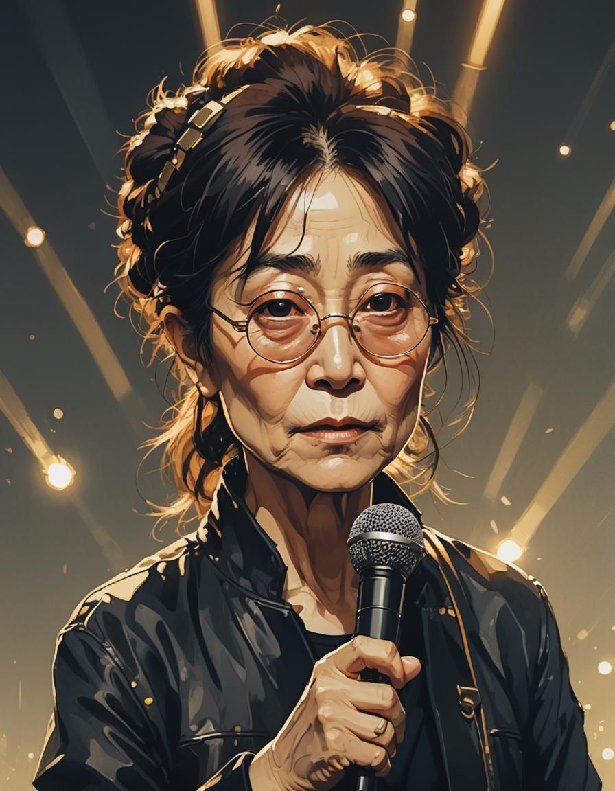 Anime Portrait of Singer with Golden Stage Lights