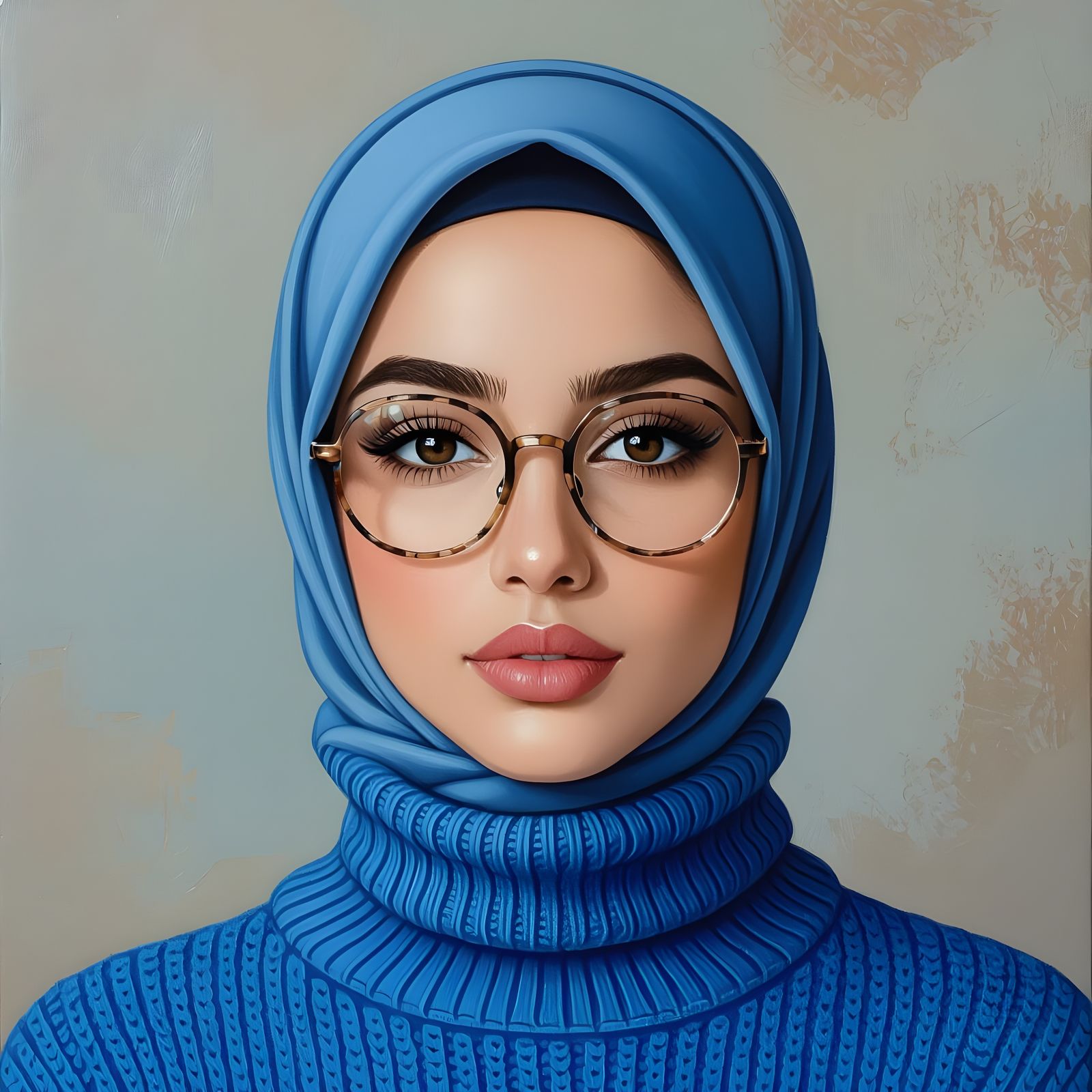 Attractive Hijabi Woman in Detailed Oil Painting