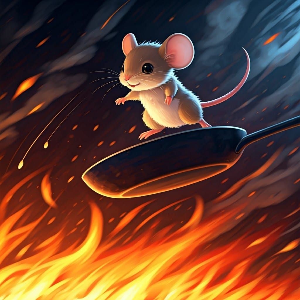 Mouse Leaping from Frying Pan, Anime Style