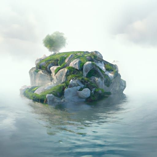 Epic Floating Island in Atmospheric Digital Painting