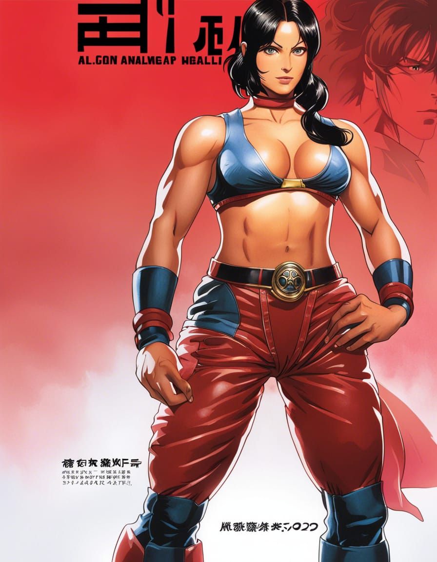Female bodybuilder@Jenniferbarconi as a KOF style Character, Character Design and Illustration by Yoshiaki Yoneshima (米島...