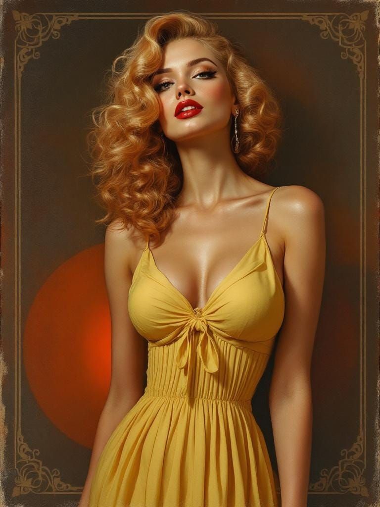 Pin-Up Woman: Baroque Lighting Meets Vintage Advertising