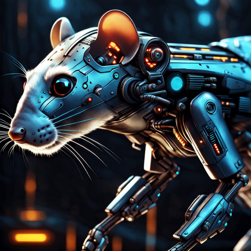 Rat-Faced Weasel Robot Concept Art in 4K