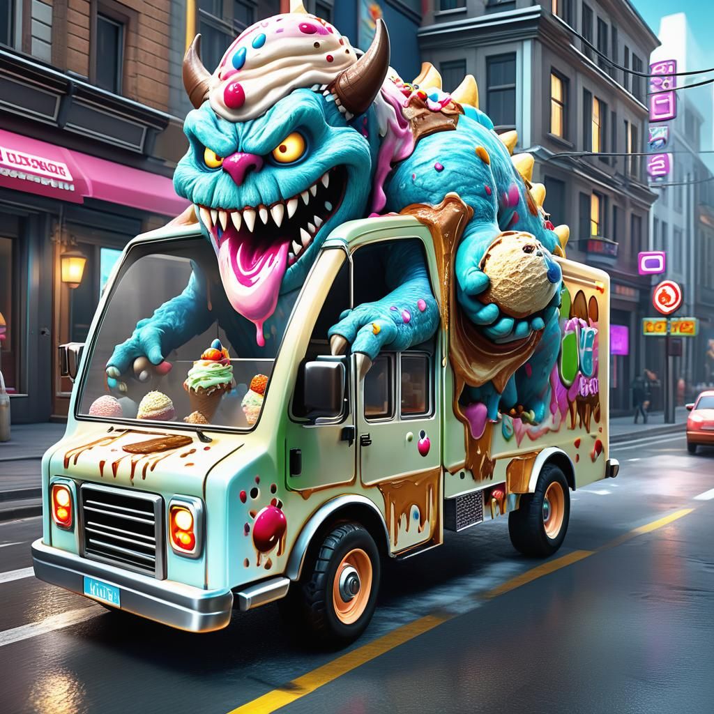 Evil Ice Cream Monster Truck Race in 3D