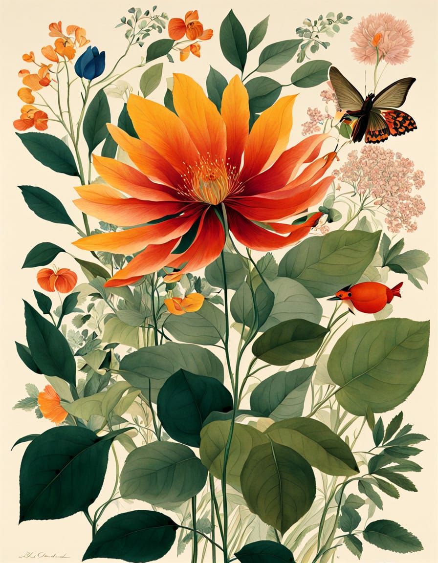 Vibrant Floral Tapestry in Dreamlike Colors