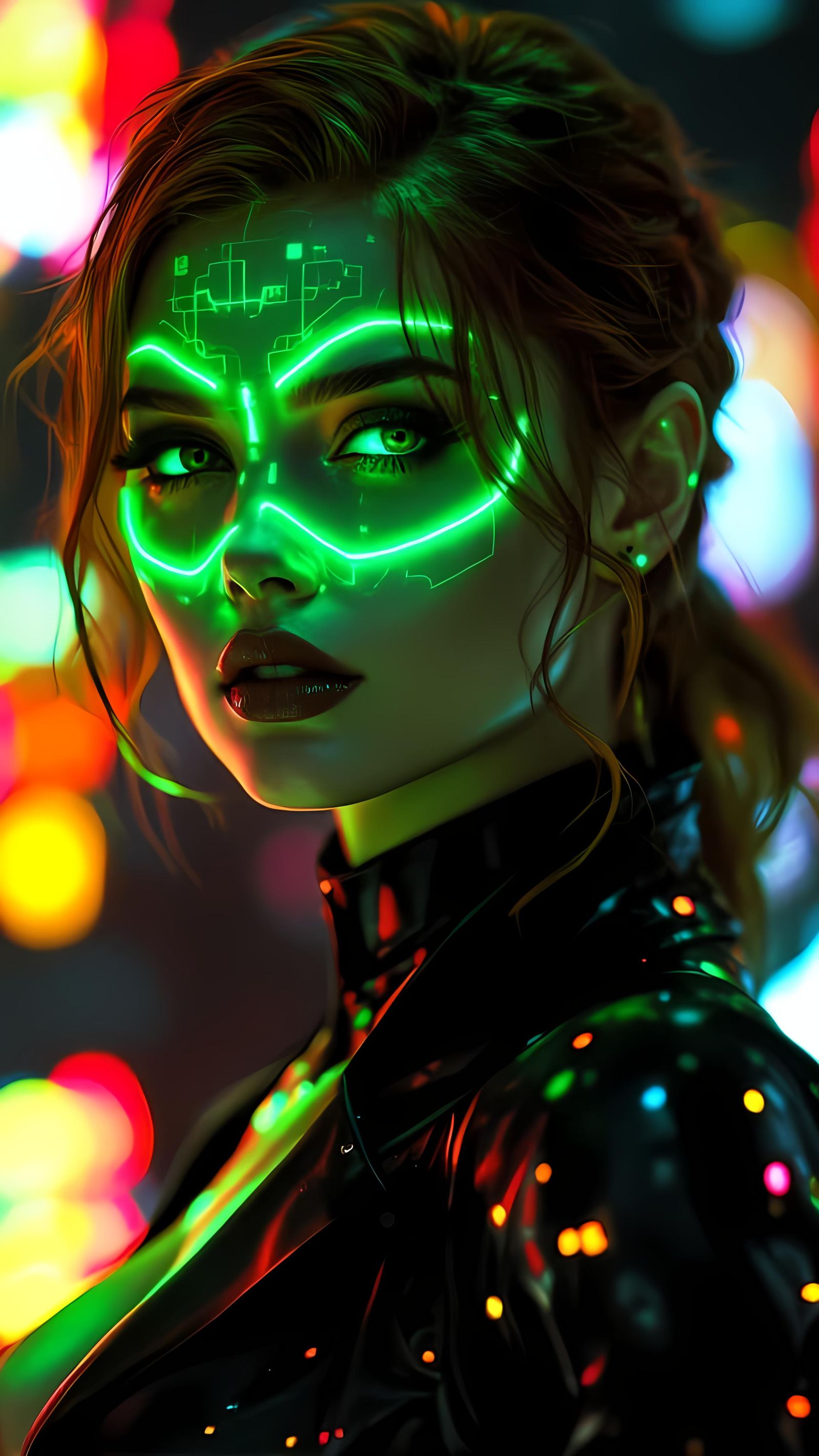 Cyberpunk Oracle: Digital Goddess in Neon Cyberspace