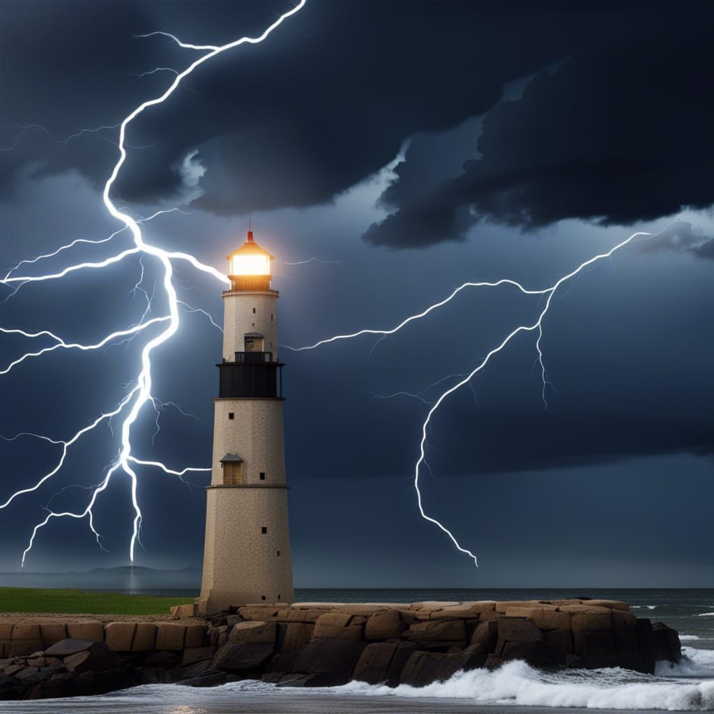 Dramatic Lightning Storm Over the Sea