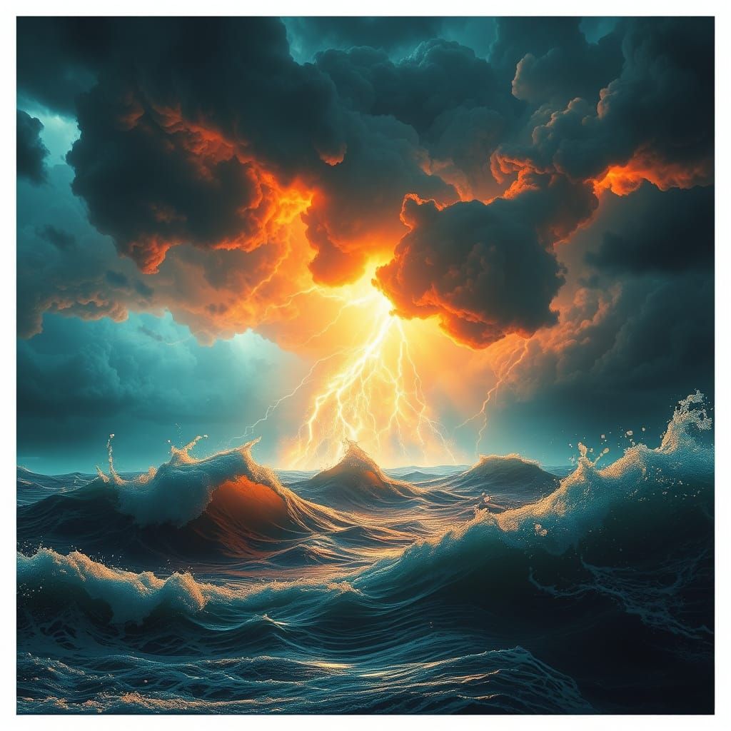 Ethereal Ocean Storm Unleashes Vibrant Fury