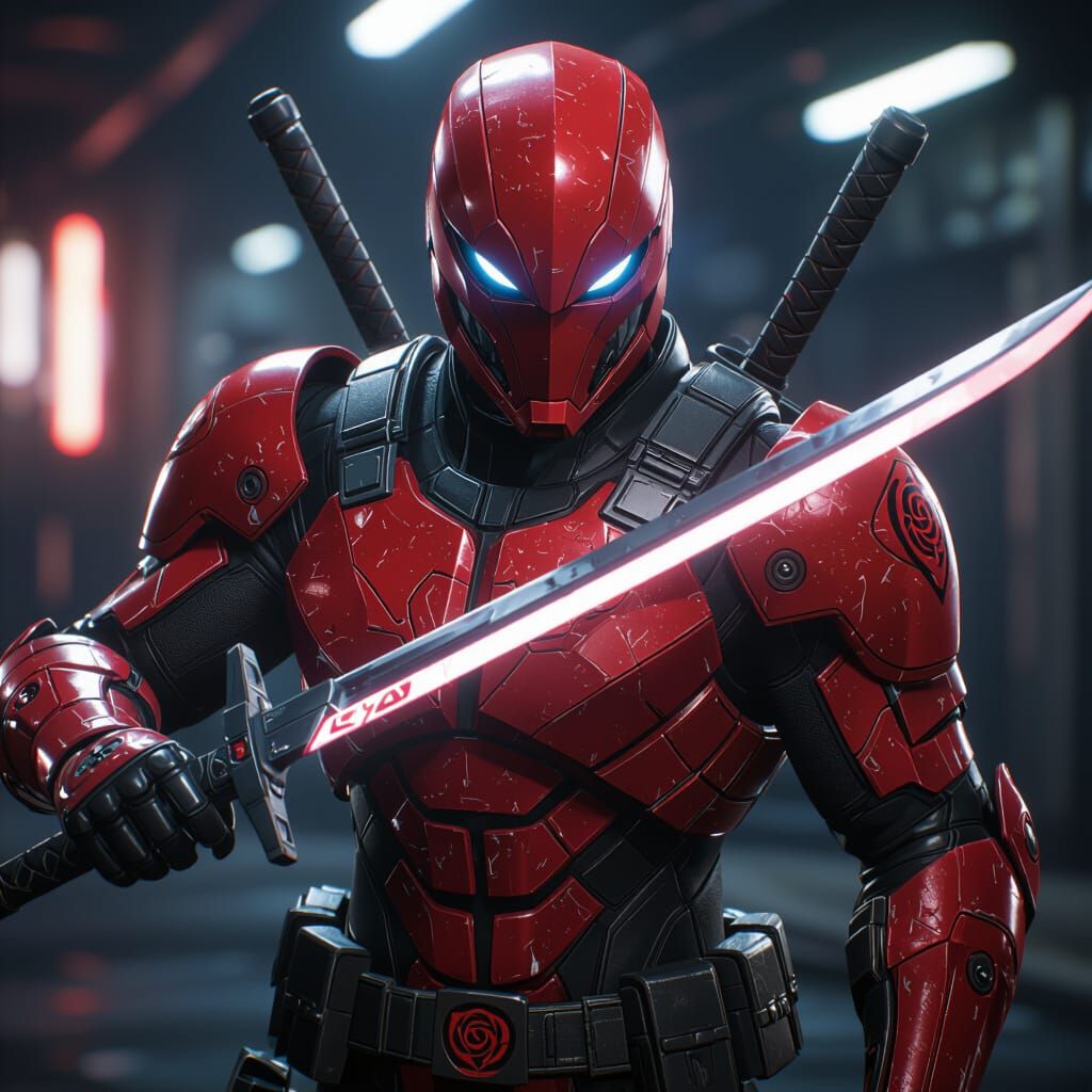 Jaune Arc in High-Tech Armor, Cel-Shaded Style