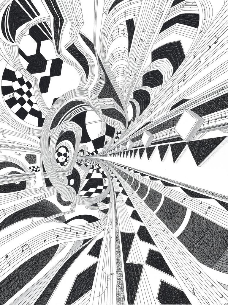 Futuristic Avant-Garde Graphic Score in Pencil