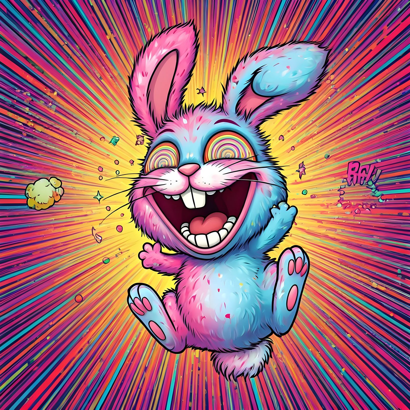 Laughing Bunny Generates Shockwaves in Pop-Art Style